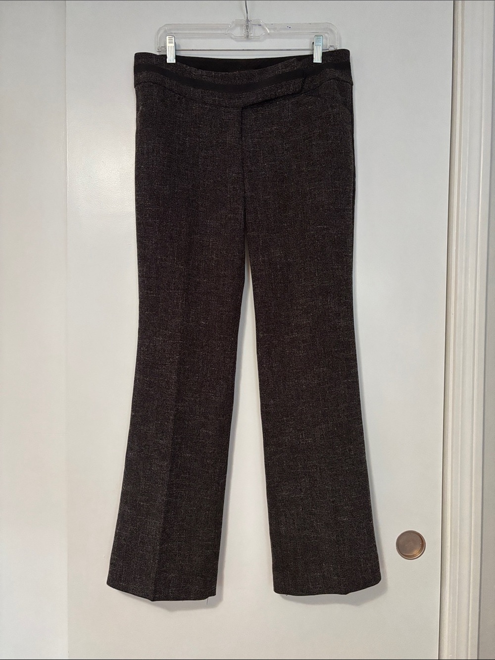 Women's Dark Brown Tweed Flare Pants